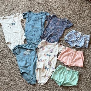 Assorted Baby Onesies and Shorts Set